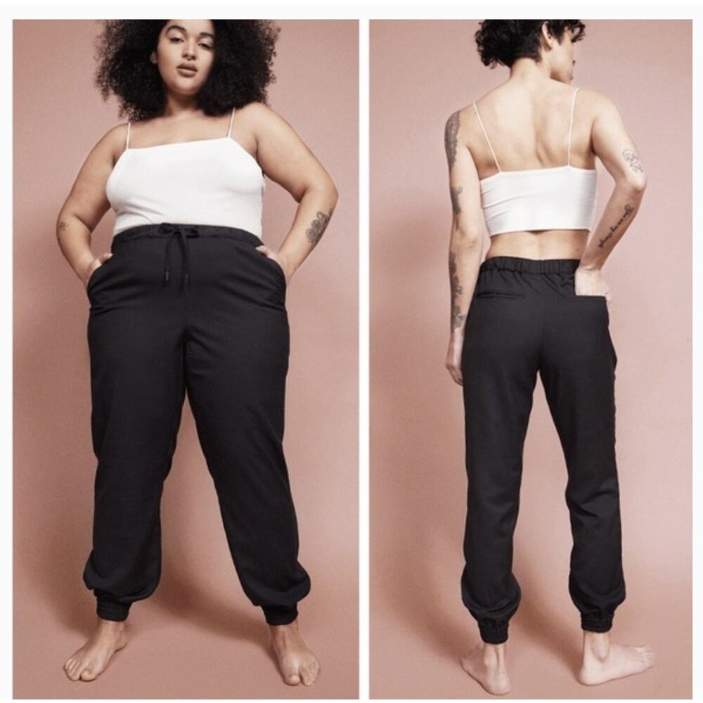 Wildfang Empower Drawstring Jogger Easy Pull On Pants Black Size Medium Casual